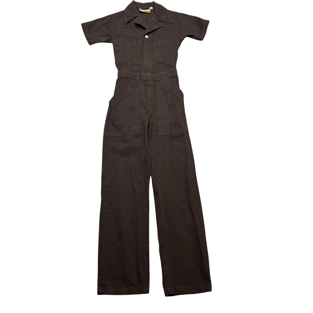 Big Bud Press Brown Short Sleeve Jumpsuit Women's 2XS Boho Indie Twee Utility